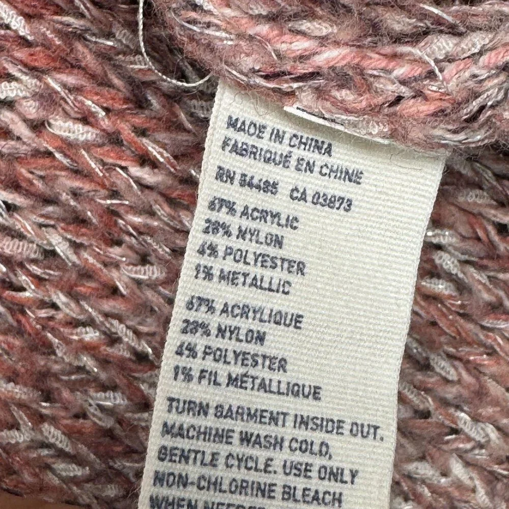 American Eagle Off The Shoulder Pink Sweater Knit Metallic Coquette Balletcore
